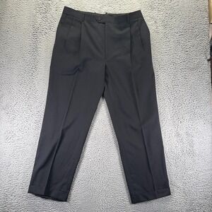Versini Pant Mens 39x29 Black Wool Dress Straight Pleated Business Preppy Office